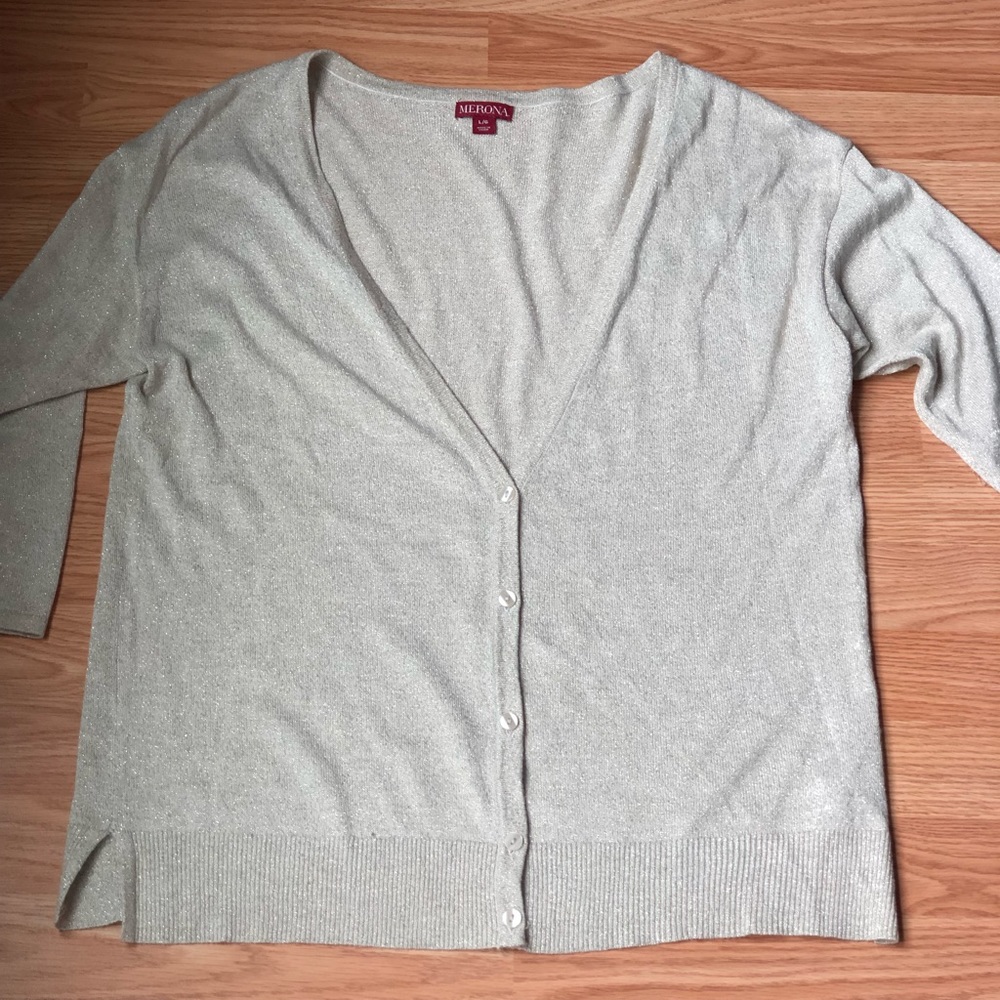 MERONA Cream and Gold Cardigan size L